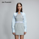 FLEURANT秋冬新品 假两件松紧织带衬衫 连衣裙时尚 JAC 简约修身