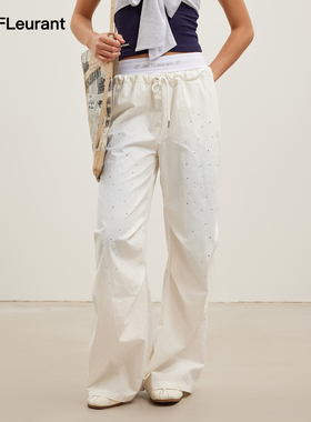 JAC FLEURANT2026新款烫钻假两件拼接腰头伞兵休闲裤女宽松长裤