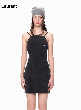 JAC FLEURANT新款内搭水洗针织牛仔刺绣吊带裙单穿时尚简约