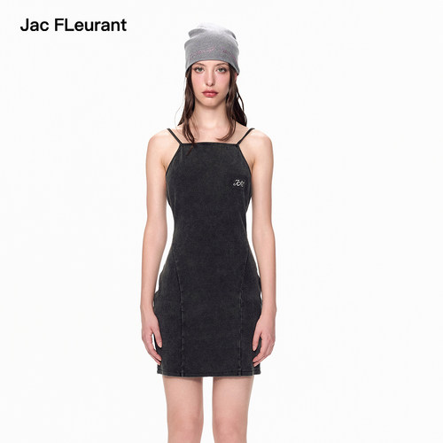 JAC FLEURANT新款内搭水洗针织牛仔刺绣吊带裙单穿时尚简约