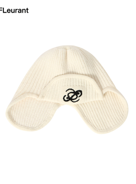 JAC FLEURANT秋冬新品白色刺绣LOGO保暖针织滑雪冷帽耳机帽