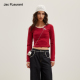 FLEURANT 2026新年限定 酒红拼色斜拉链长袖 JAC 修身 显瘦内搭