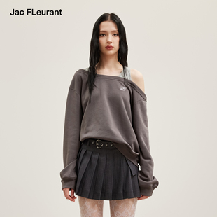 JAC 假两件背心拼接露肩撞色卫衣宽松上衣 FLEURANT2026春夏新款