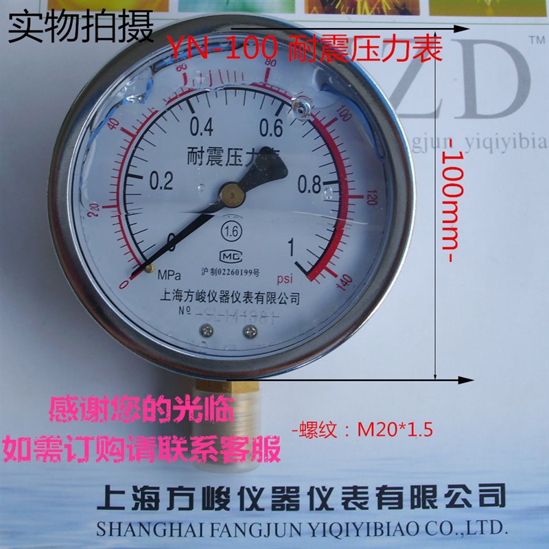 厂家新款上海仪表耐震压力表油压抗震表YN-100船用轴向.带边背接