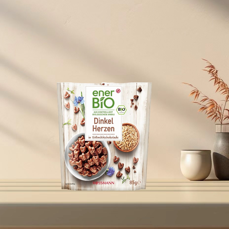 「一件包邮」德国发货ener bio有机黑麦心形牛奶巧克力85g