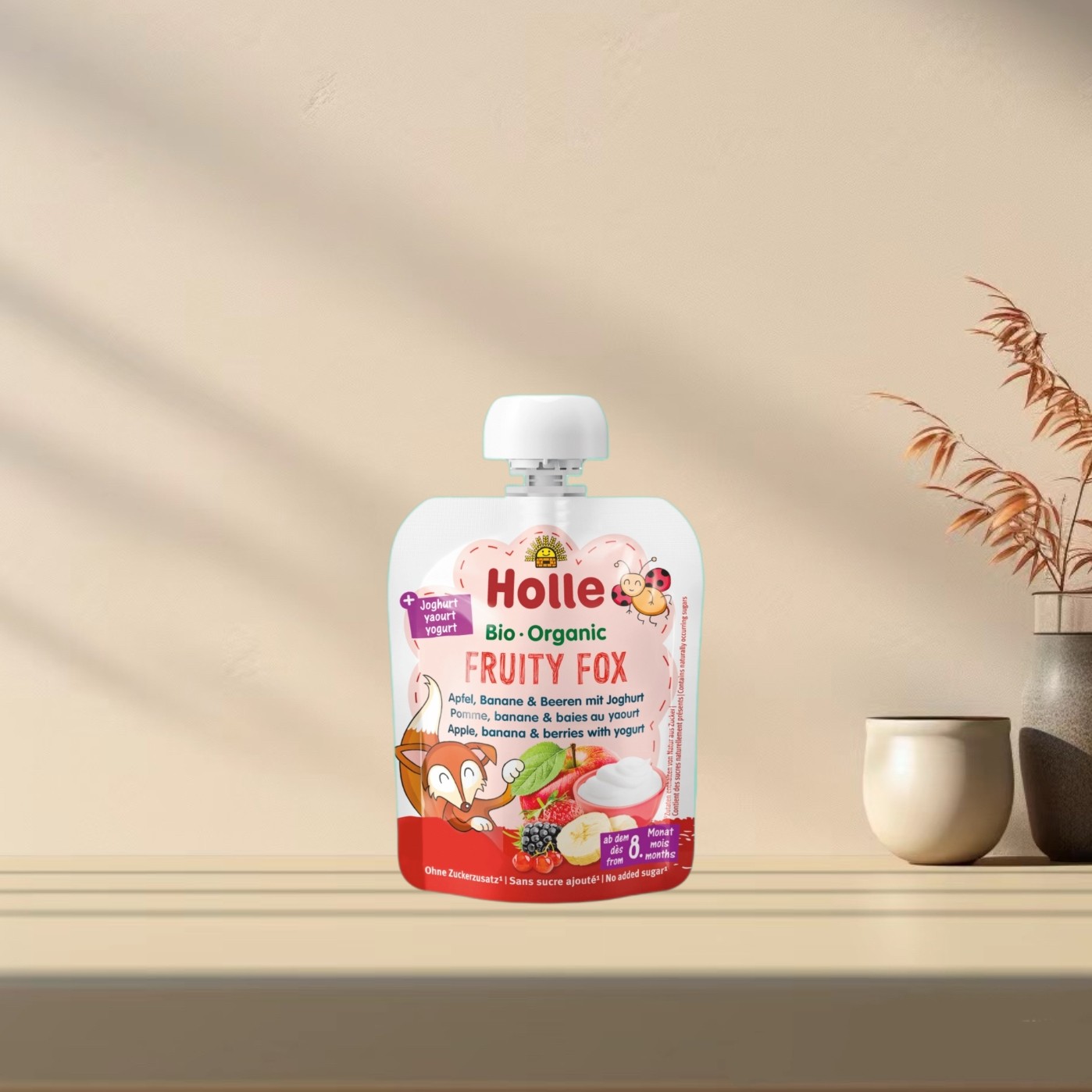 「满300包邮」德国发货holle有机8个月+苹果香蕉莓果优格果泥85g