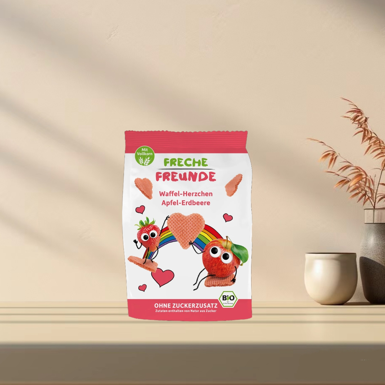 「全场300包邮」德国freche freunde1岁+有机苹果草莓华夫饼干25g