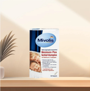 「全场300包邮」德国Mivolis褪黑素缬草跟色氨酸睡眠复合胶囊32粒