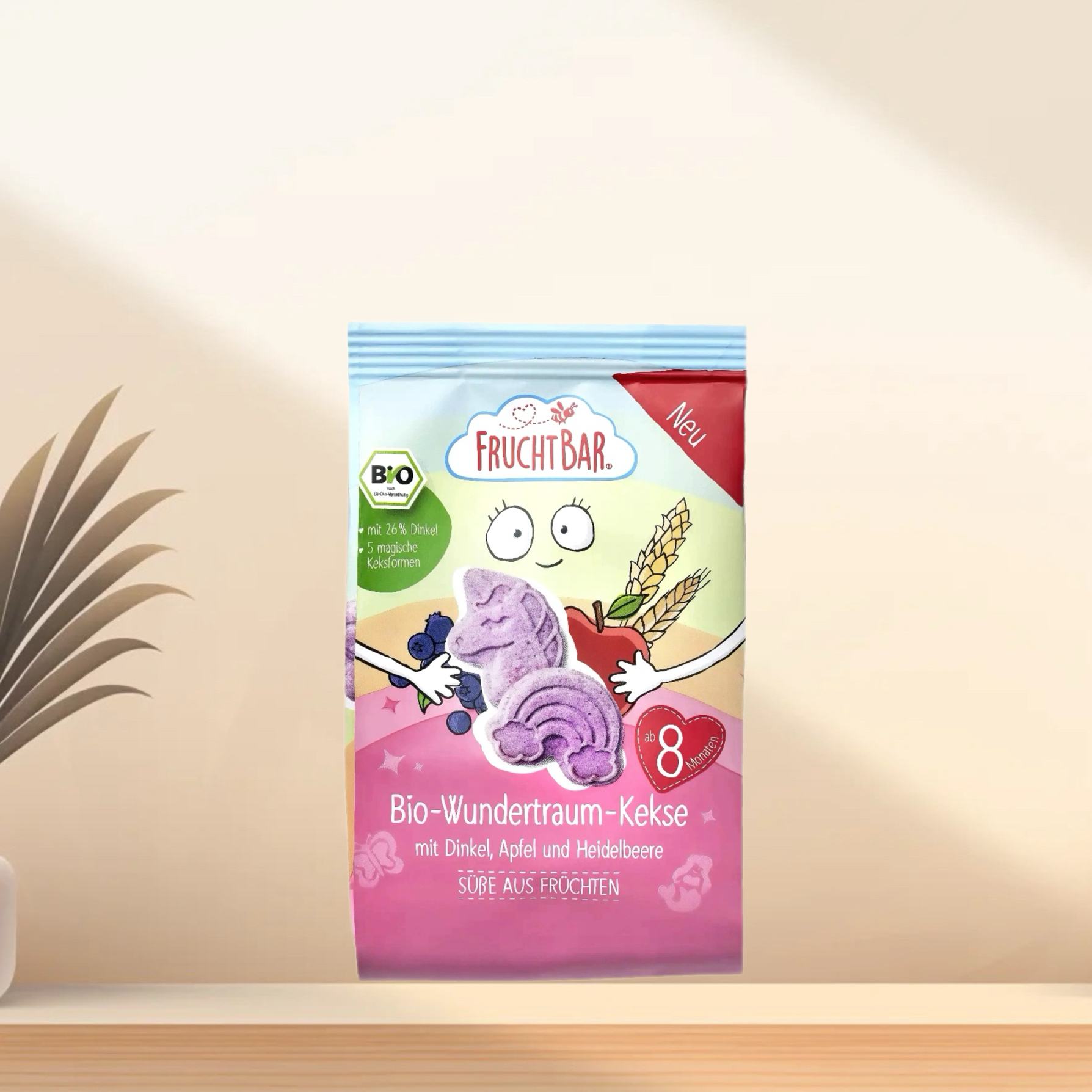 「满300包邮」德国发货FRUCHTBAR/福乐蓓8个月+有机苹果蓝莓饼干