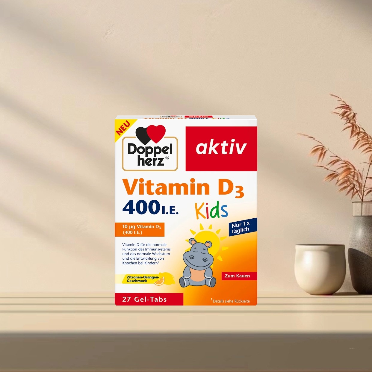 「全场满300包邮」德国发货Doppelherz儿童维生素d3,27粒35.1g