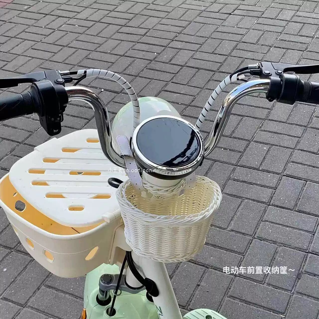 电动车前置藤编挂包车筐｜通用