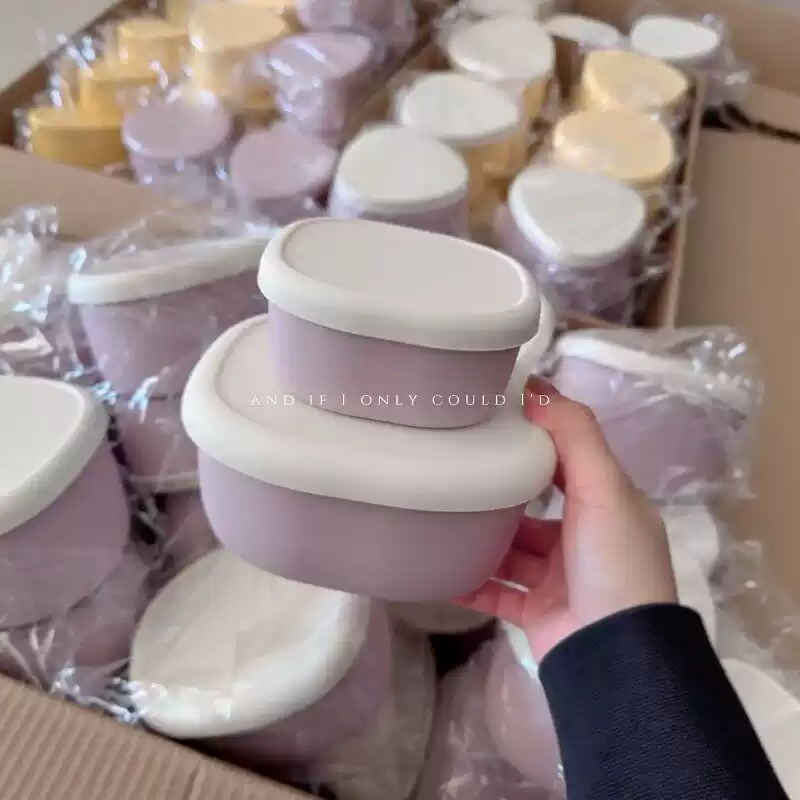 可爱紫色食品级硅胶保鲜盒|可用
