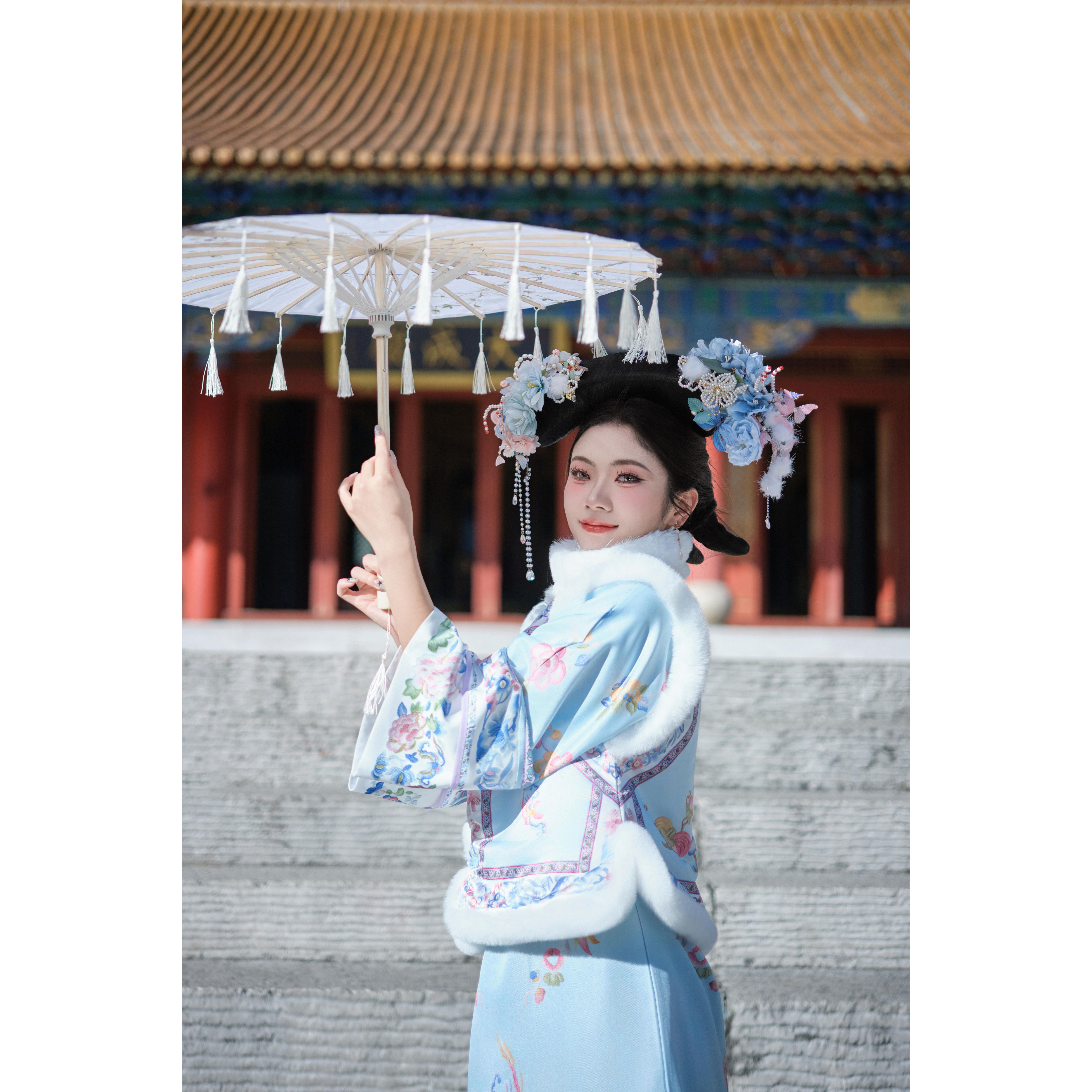 清朝古装汉服女国风加绒马甲旗袍套装清代宫廷小主蓝色格格保暖,女装/女士精品,汉服套装,淘宝优惠券,粉丝福利购,淘宝优惠卷