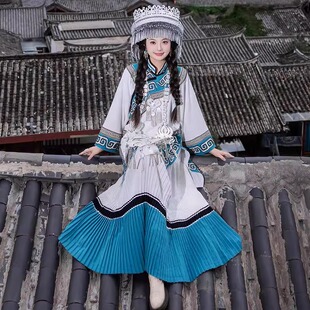 彝族服装女彝韵青瑶两件套大摆裙少数民族风演出服火把节旅拍服饰