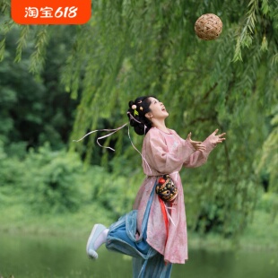 汉服古装女小唐风圆领袍套装复原风春夏季传统服饰小师妹卖货郎