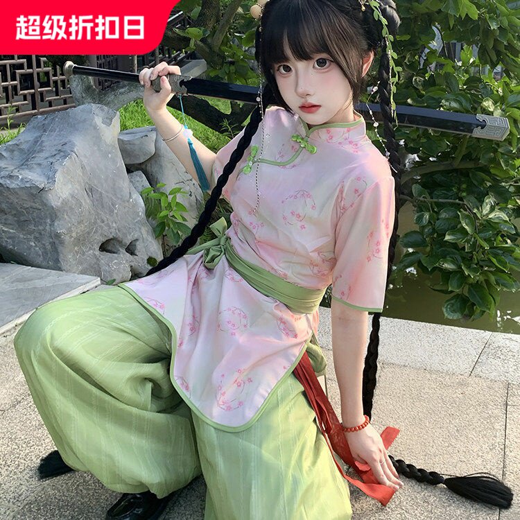 2026年原创中华娘cos小厨娘立领旗袍灯笼裤小仙姑武侠风日常通勤