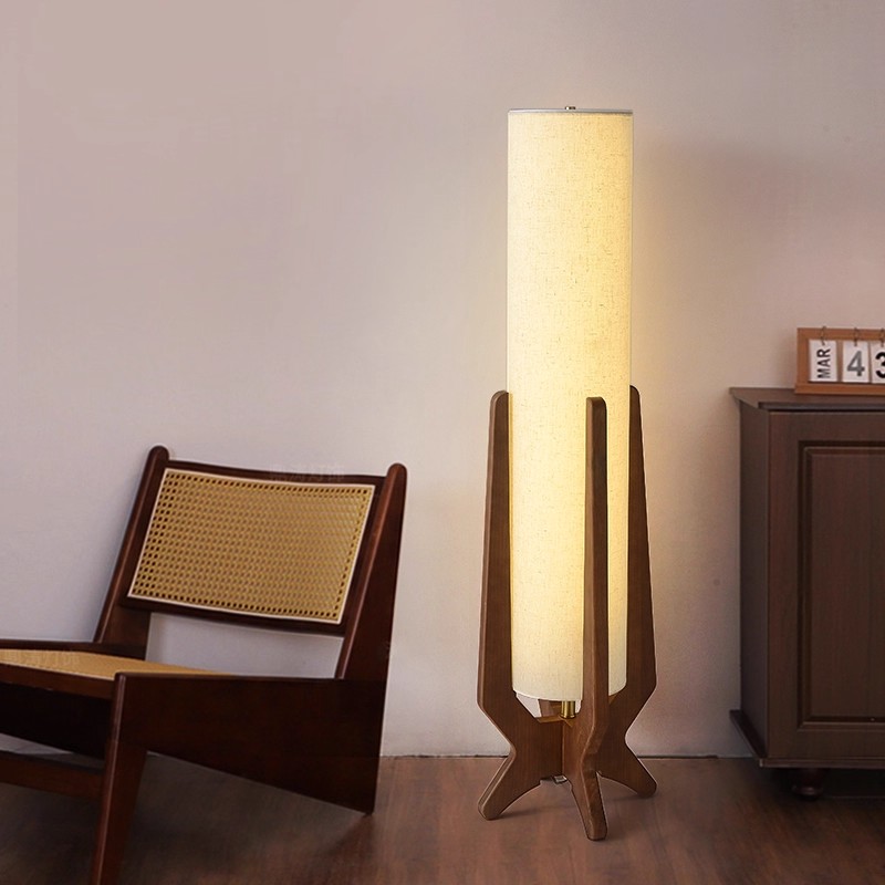 宋式美学落地灯客厅侘寂风民宿实木布艺立式台灯书房卧室氛围灯具