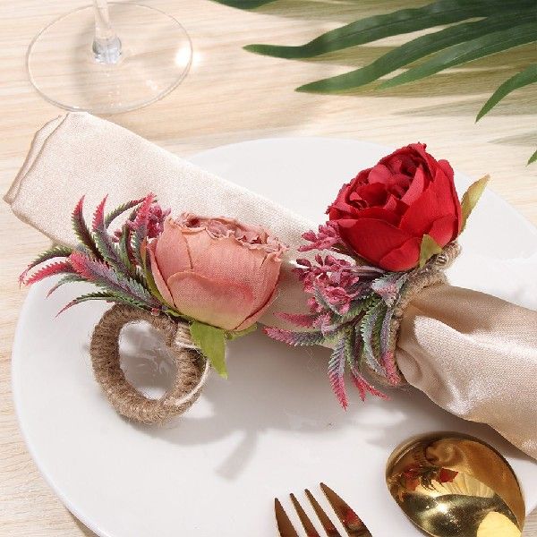 Table Decoration Party Handmade Simulation Rose Napkin Ring