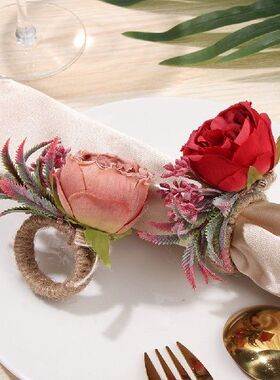 Table Decoration Party Handmade Simulation Rose Napkin Ring