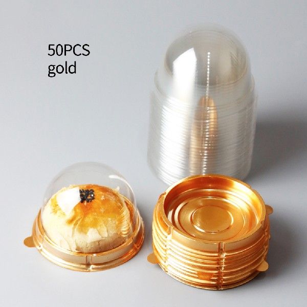 50PCS Cake Box Transparent Round Blister Mooncake Box Egg