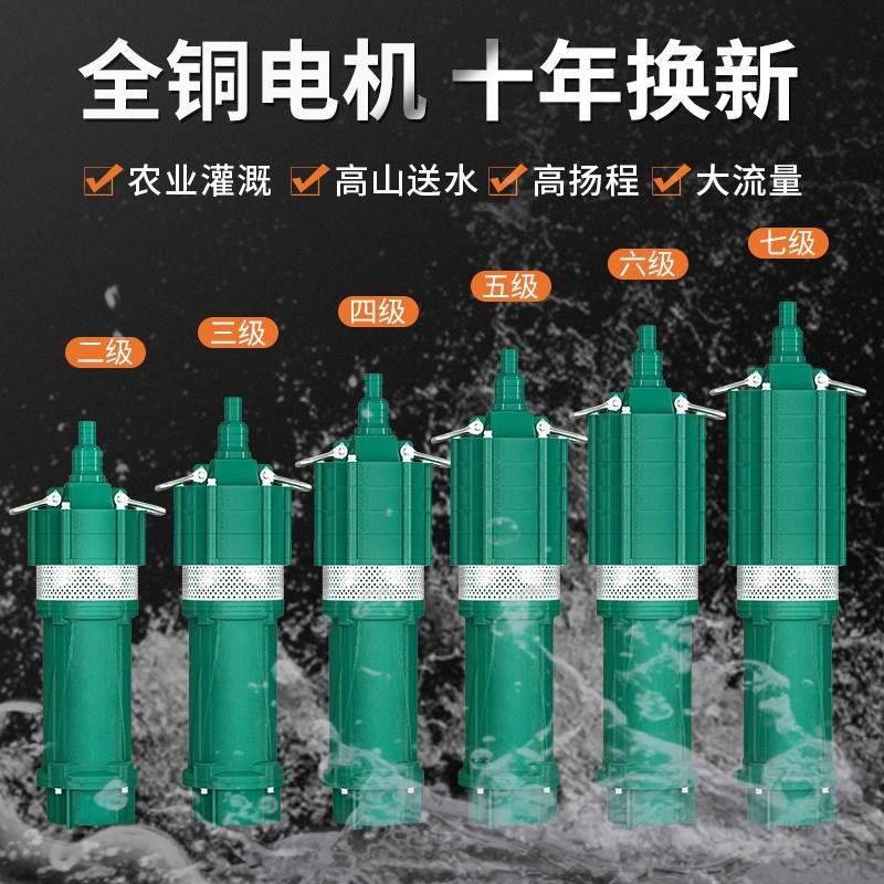 多级潜水泵220v高扬程农用灌溉泵深井大流量高压抽水泵油浸式家用