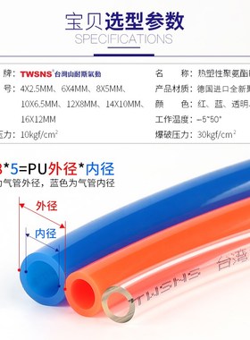 山耐斯pu气管软管空压机气泵高压管透明防爆6mm8mm4mm10mm12mm16m