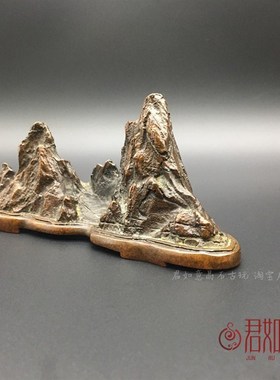 仿古实心铜假山摆件铜雕件盆景迷你小山书桌装饰铜小假山铜山茶宠