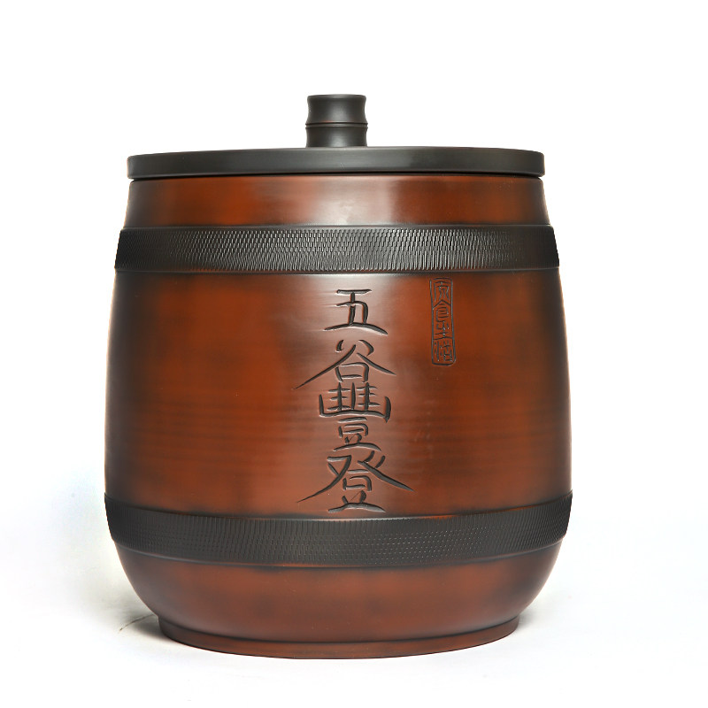 好货建水紫陶米缸家用米桶五谷杂粮密封桶防虫防潮土陶陶瓷面缸储