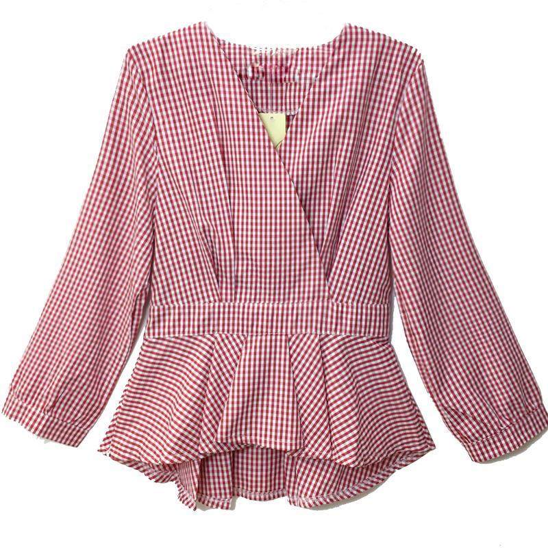 Korean Fashion Ruffles Folds Lattice Blouse Woman 2022 Summe