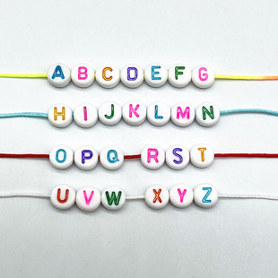 100pcs 7mm 26 colourful Letter Beads Alphabet Letter Charms