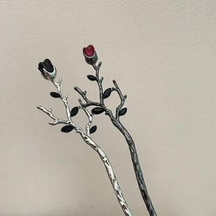 Vintage Rose Hair Sticks Hairwear for Women Simple Flower Bl