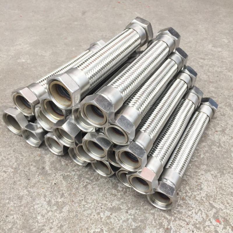 新品不锈钢波纹304网管1.2寸丝口E平面金属软管蒸汽管编织网软管