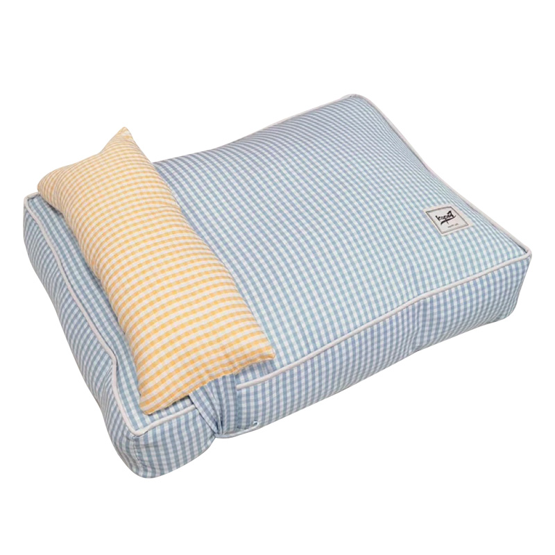 QB宠物狗狗枕头床垫可拆洗猫咪四季通用透气小清新格子狗窝垫子