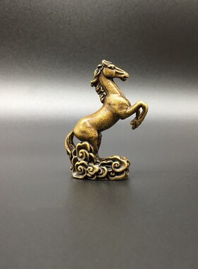 极速实心黄铜马到成功小摆件实心铜生肖骏马奔马站立铜马迷你小马
