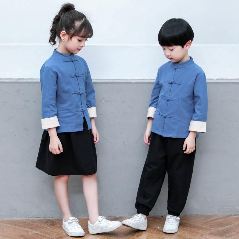 极速l儿童汉服女童出服童唐装民国风男表演服青五演四年幼儿园园