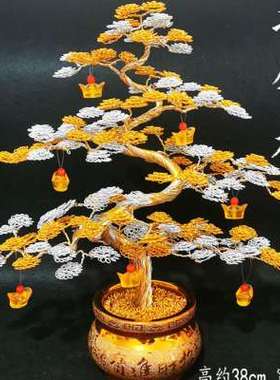 铝线手工艺品招财开业店铺摆件发财树摇钱树室内客厅装饰品金钱树