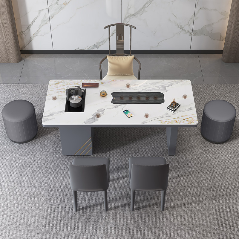 极速岩板轻奢茶桌椅组合接待会客泡茶桌现代办公室全自动功夫泡茶