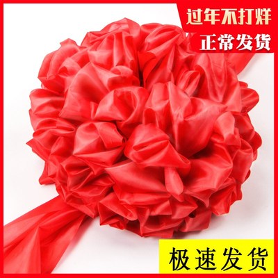 .大红花球汽车花车交开车业新大红花表彰红绸结婚红绣球剪裁剪彩