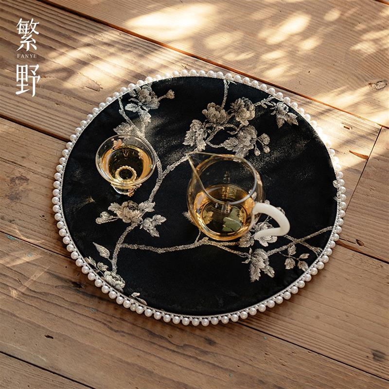 繁野新中式织锦繁花茶席轻奢高档一人用干泡席茶台桌布防水茶垫子