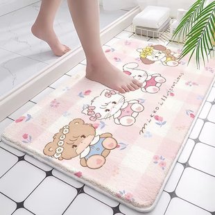 可爱卡通仿羊绒地垫浴室吸水防滑垫卫生间踩脚垫家用地毯进门门垫