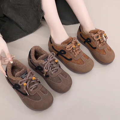 新款加绒加厚德训鞋平底阿甘鞋