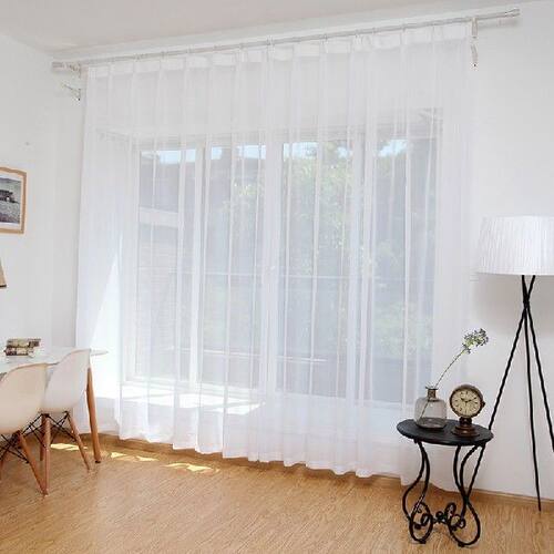 极速2Pcs Super Soft Great Hand Feeling White Tulle Curtains