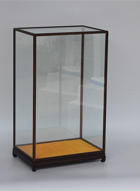 红木玻璃罩 摆件防尘罩佛像 鸡翅木玻璃展示盒子45204525 可定制