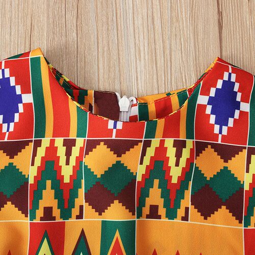 极速African kid clothes欧美女童非洲波西米亚风格短袖连衣长裙