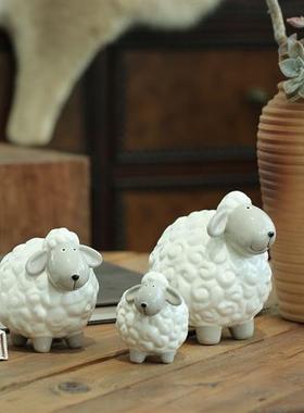 尚歌北欧INS创意羊摆件现代简约家居装饰品客厅玄关陶瓷卧室摆设-