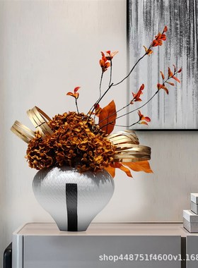 新中式禅意水墨干燥花装饰品酒店样板房样品屋展示中心仿真花工艺