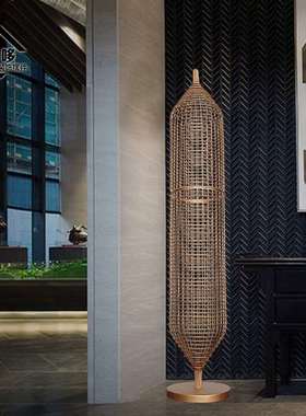 样板房玄关大型落地摆件酒店大堂抽象雕塑装饰品别墅金属配饰创意