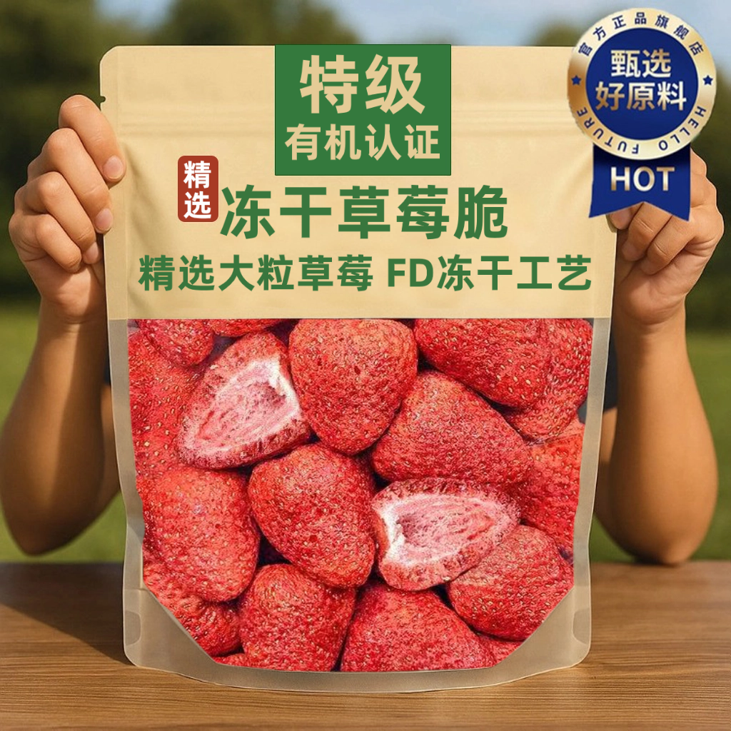 农科院冻干草莓烘焙专用无糖无添加雪花酥巧克力整颗蛋糕装饰零食