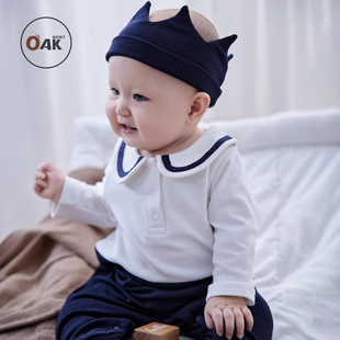 Oak mont学院风爬服新生婴儿连体衣龙凤胎百天周岁宝宝满月衣服