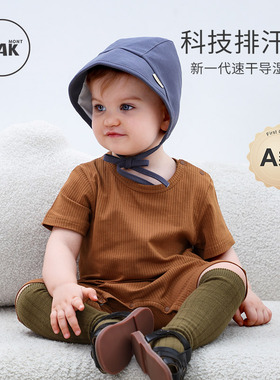 Oak mont婴儿衣服夏季连体衣短袖新生儿宝宝哈衣爬服速干导湿睡衣